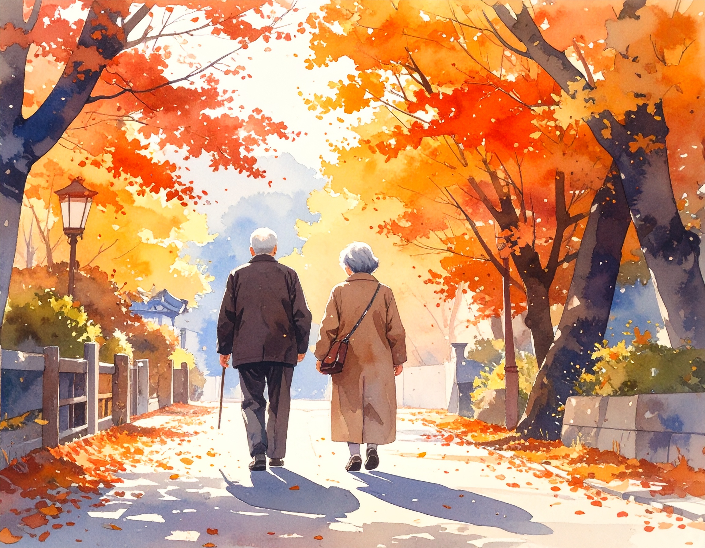 故人の優しい人柄を伝える水彩画スライドショー：柔らかくふんわり彩るデザイン